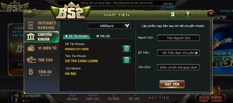 Nạp tiền B52CLUB