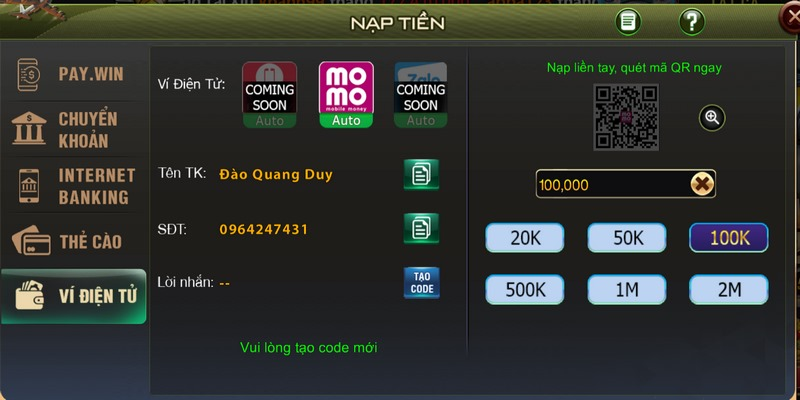 Nạp tiền B52CLUB