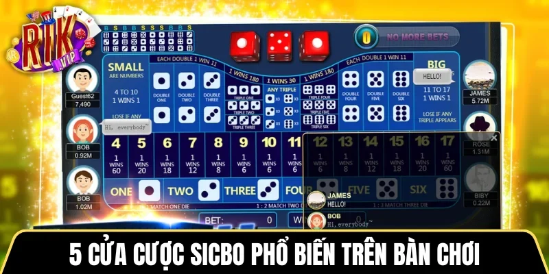 5 cửa cược Sicbo phổ biến trên bàn chơi trực tuyến