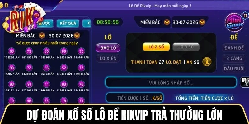 Dự đoán xổ số lô đề Rikvip trả thưởng lớn